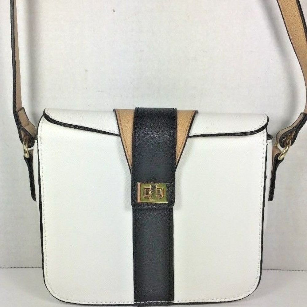 Cesca London New York White Mini Petite Faux Leather Crossbody